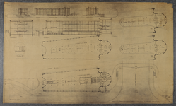 824216 Plattegronden, doorsneden en aanzichten voor een ontwerp voor een Spoorwegmuseum bij de tunnel aan de ...